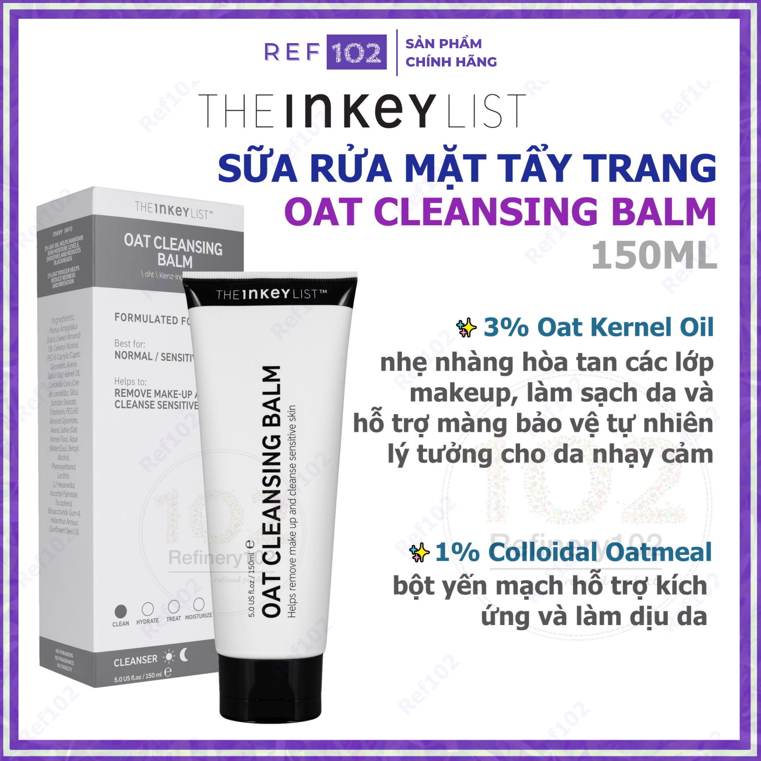 Sữa rửa mặt INKEY LIST Oat Cleansing Balm [Bill US] Ref102