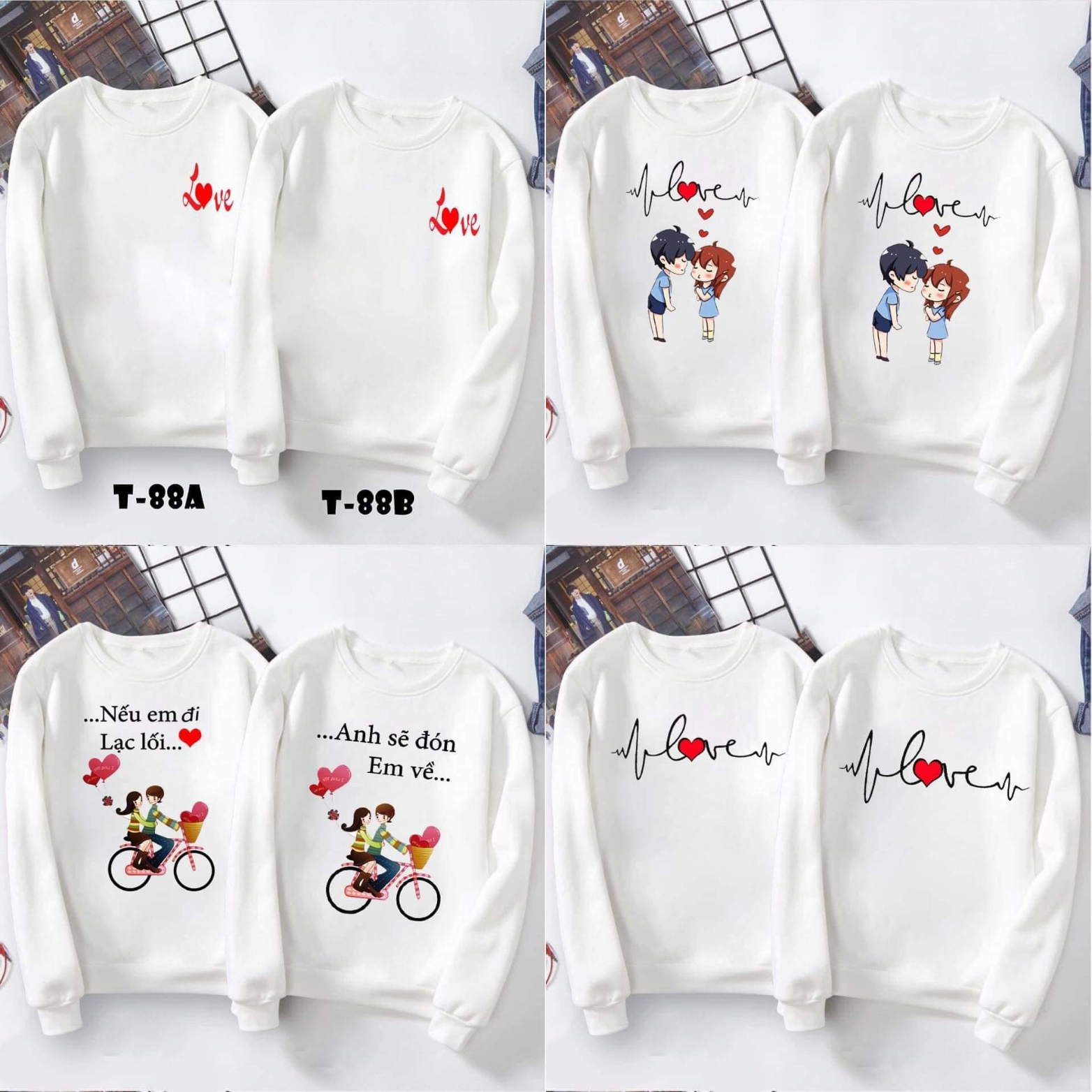 [FREESHIP] ÁO SWEATER ĐÔI IN HÌNH CUTE