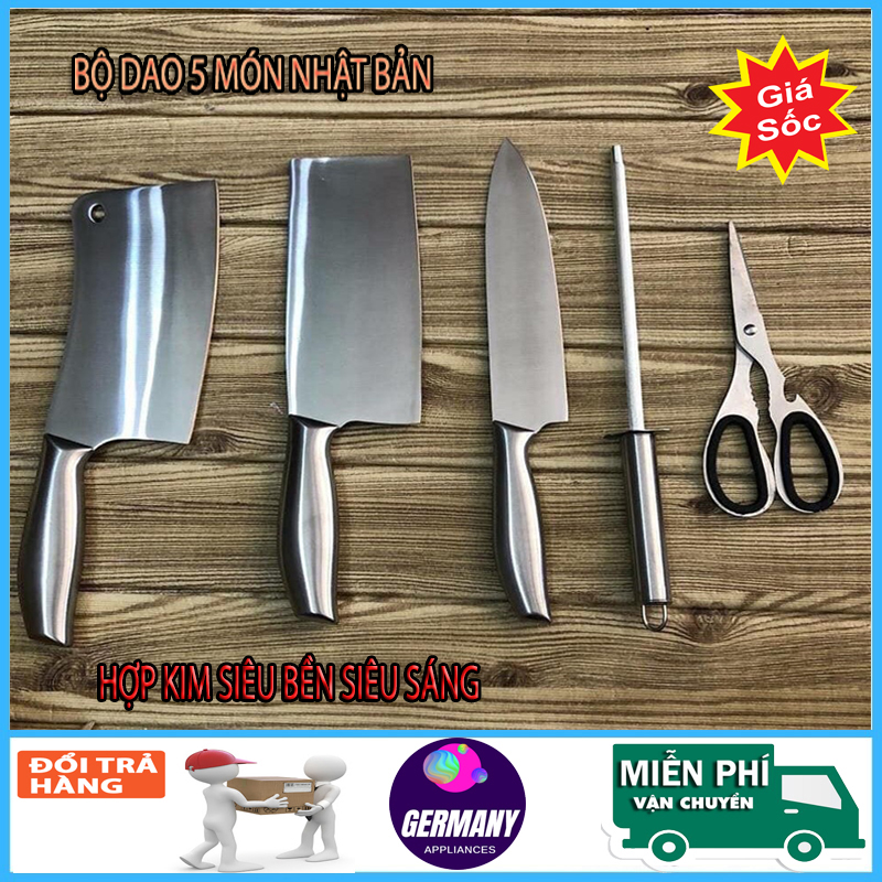 BÁO GIÁ Dao Làm Bếp Nhật Bản | Shopee Lazada Sendo Tiki mới nhất 56 GIÁ SỐC - BỘ DAO LÀM BẾP NHẬT BẢN SEKI 5 MÓN, BỘ DAO NHÀ BẾP LÀM TỪ HỢP KIM SIÊU BỀN, SIÊU SÁNG ( CÓ KỆ ĐỂ DAO) CAO CẤP, BẢO HÀNH 12 THÁNG