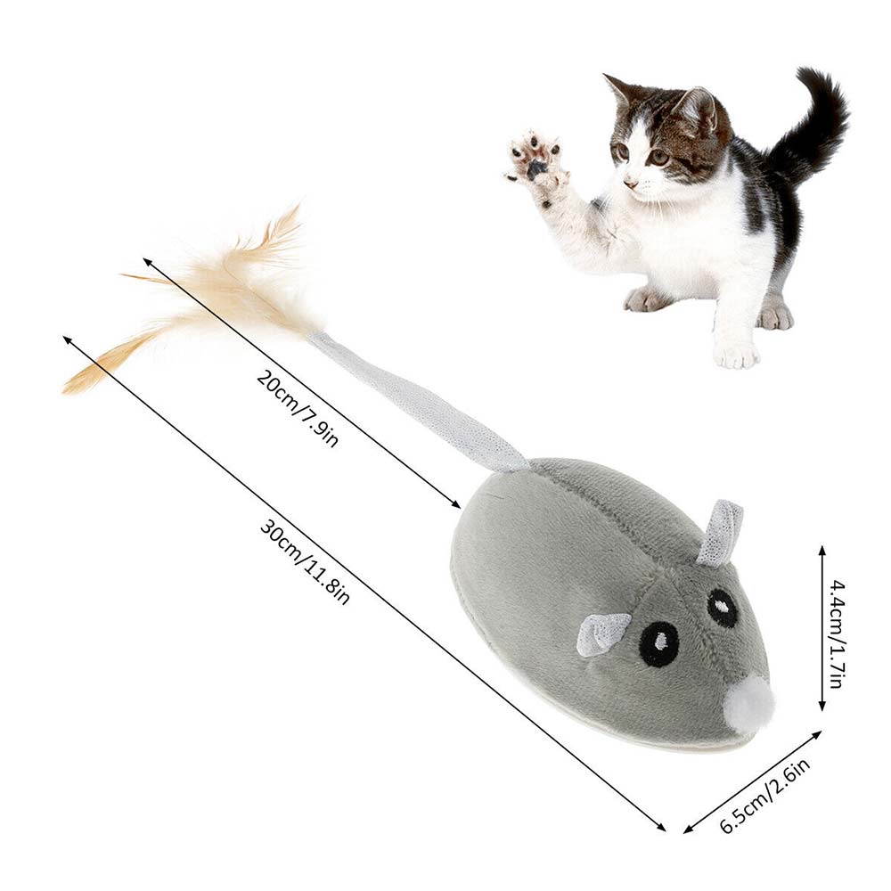 Simulation Wireless Mouse Electric Flocking Tricky Cat and Puppy Interactive Fun Toy Cat Interactive Mouse Toy Automatic Electric Mouse Teaser Toy Kitten Feather _UK