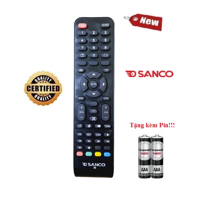 Remote điều khiển tivi sanco ledlcdsmart tv- hàng loại tốt mới 100 tặng kèm pin