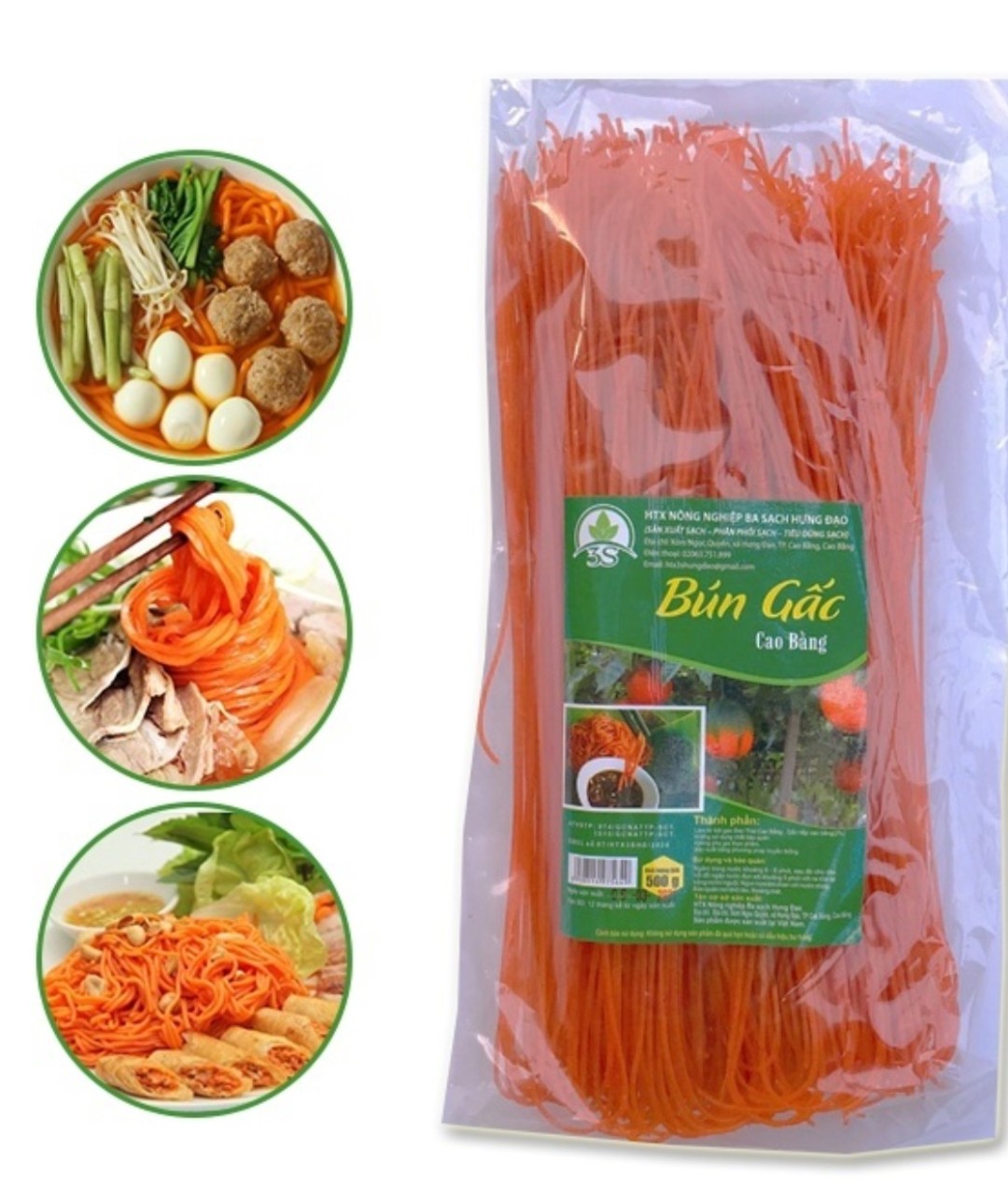 500G Bún gấc Cao Bằng ngon giòn dai giàu dinh dưỡng - Mì bún ngũ sắc Đặc sản Cao Bằng