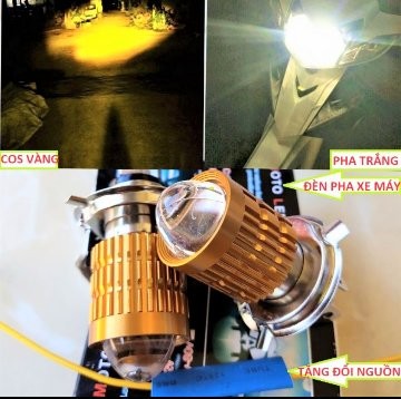 Cực sáng với 1 bóng đèn pha bi cầu pha vàng cốt trắng xe máy và ô tô hàng chuẩn