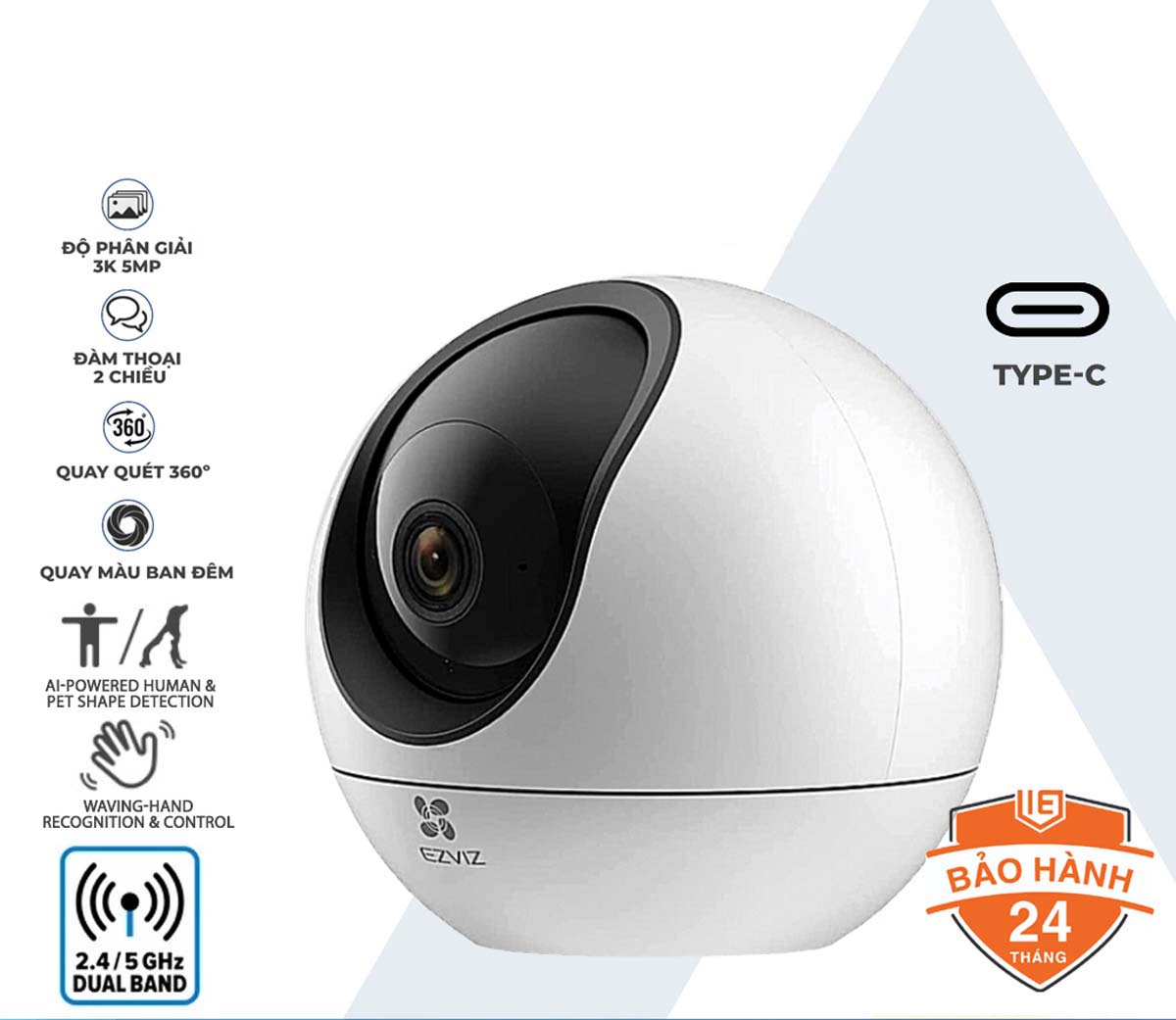 Camera WiFi Quay Quét 5MP EZVIZ H6 3K