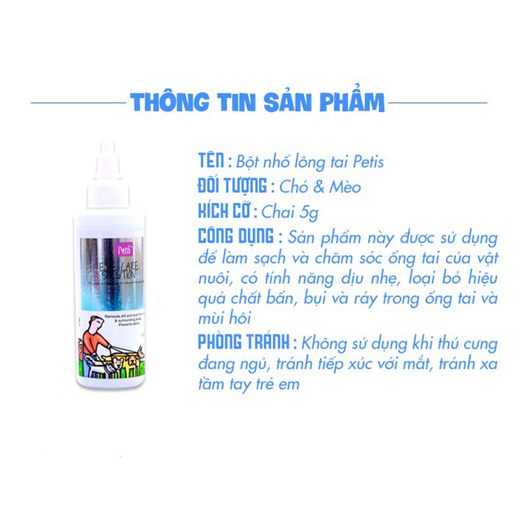 Bột Nhổ Lông Tai Chó Mèo PETIS