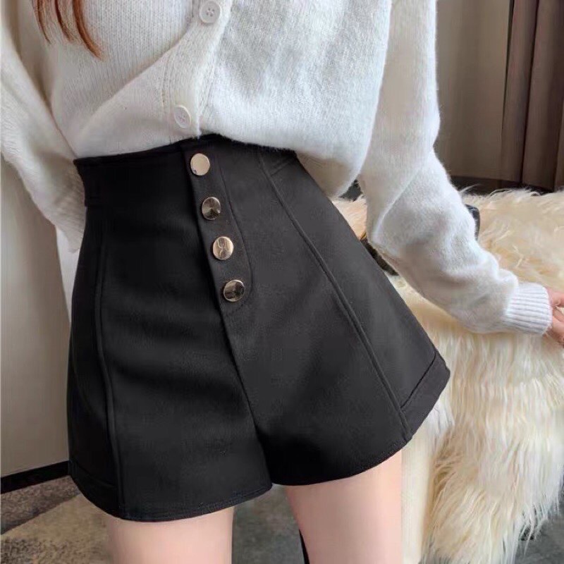 Quần short nữ lưng cao cạp cao 4 khuy thẳng quần sooc phong cách hàn quốc