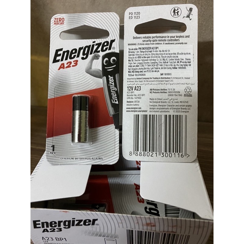[HCM]Pin Chuông A23 / 23A Energizer 12V (Chuông cửa, remote cửa cuốn,xe hơi) [Chính Hãng 100%]