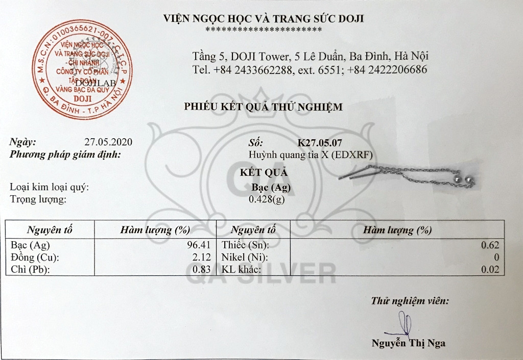 Khuyên tai bạc 925 dáng dài bi tròn bông nữ tua xích S925 CHAIN QA SILVER Earrings EA170101