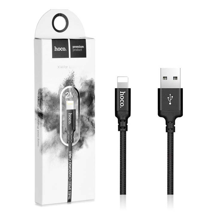 Cáp sạc HOCO X14 | USB to L | dây dù chống đứt, dài 2m | chính hãng | Bảo hành 6 Tháng