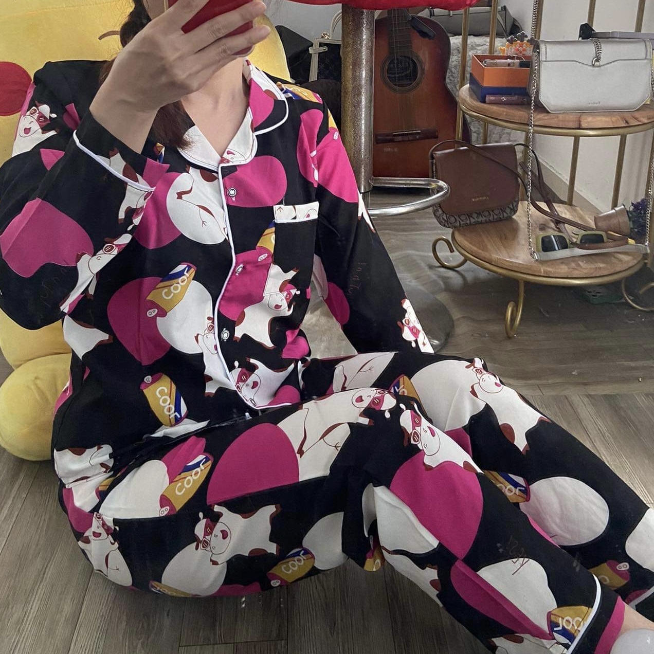[TDQD có túi quần]Đồ Bộ Pijama Lụa Hàn HOT Siêu Đẹp Dưới 58kg