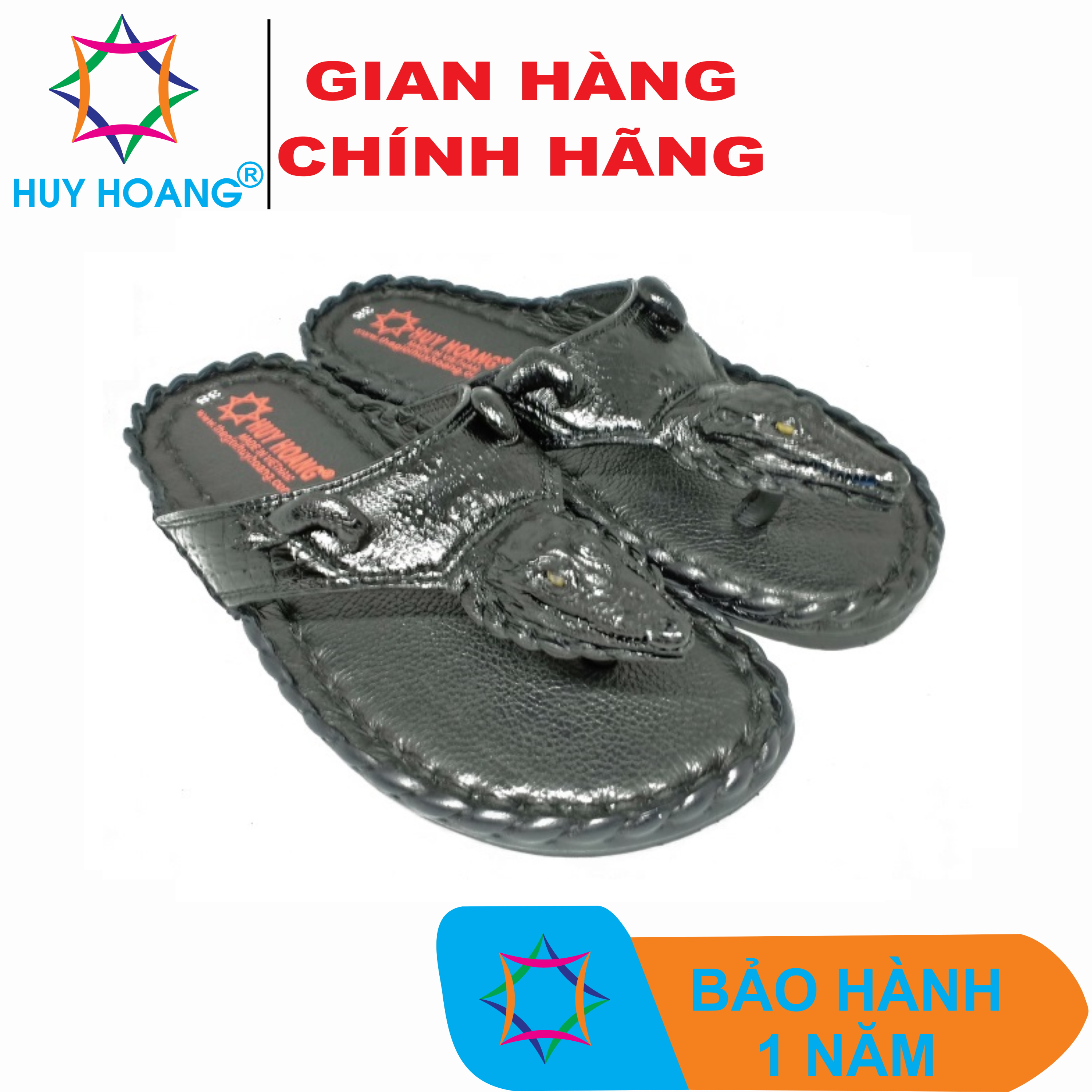 Dép đầu cá sấu màu đen TH7237