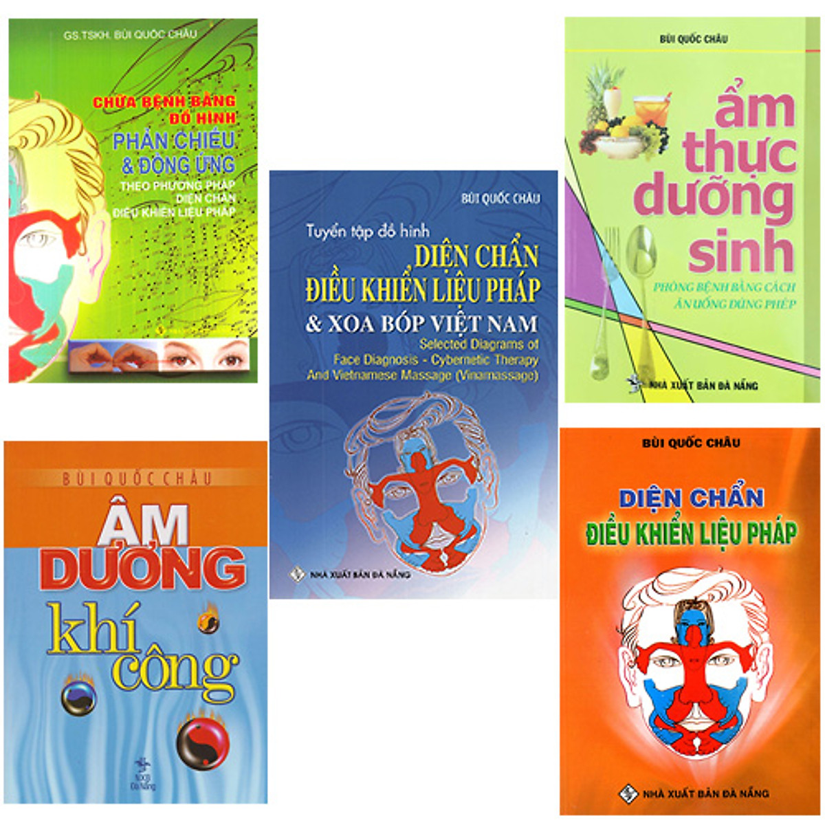 combo 5 cuốn - Chữa Bệnh Bằng Đồ Hình Phản Chiếu Và Đồng Ứng + Diện Chẩn Điều Khiển Liệu Pháp + Tuyển Tập Đồ Hình Diện Chẩn Điều Khiển Liệu Pháp Và Xoa Bóp Việt Nam + Âm Dương Khí Công + Ẩm Thực Dưỡng Sinh
