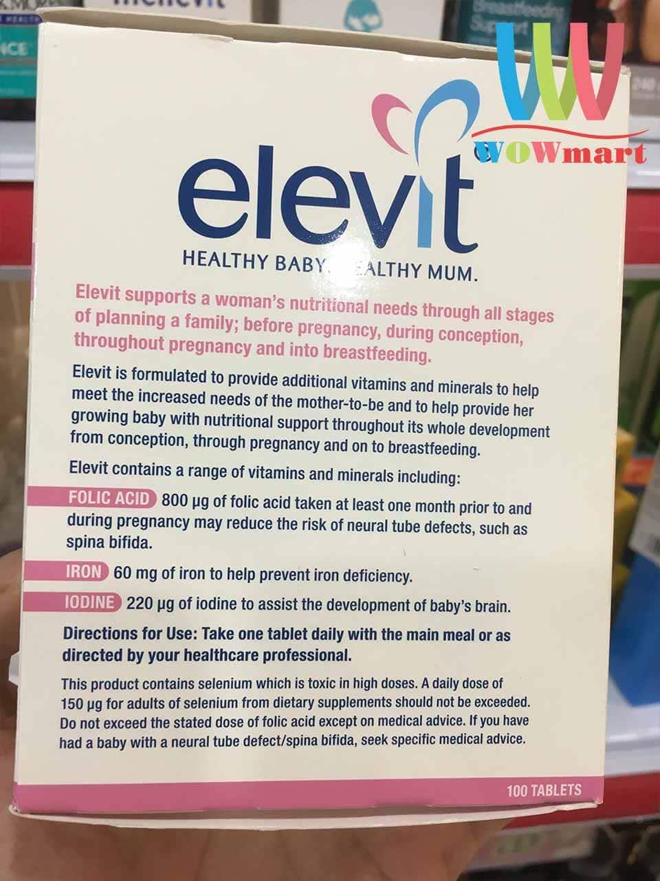 [HCM]Vitamin cho bà bầu Elevit chính hãng Bayer Úc 100 viên - [ÚC]