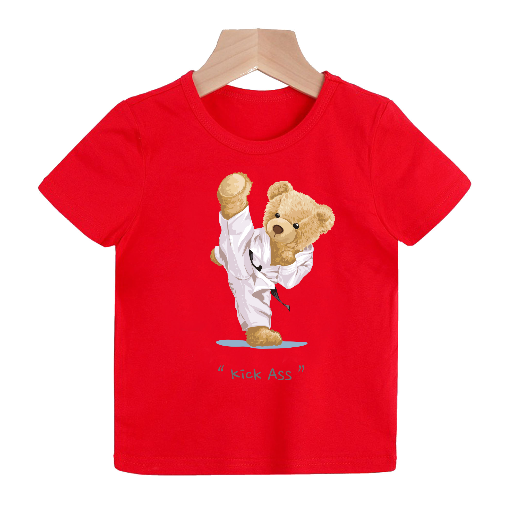 Áo thun trẻ em hình gấu đánh vỏ karate ( Bé trai và gái).áo cho bé từ 6kg-30kg.AL29.