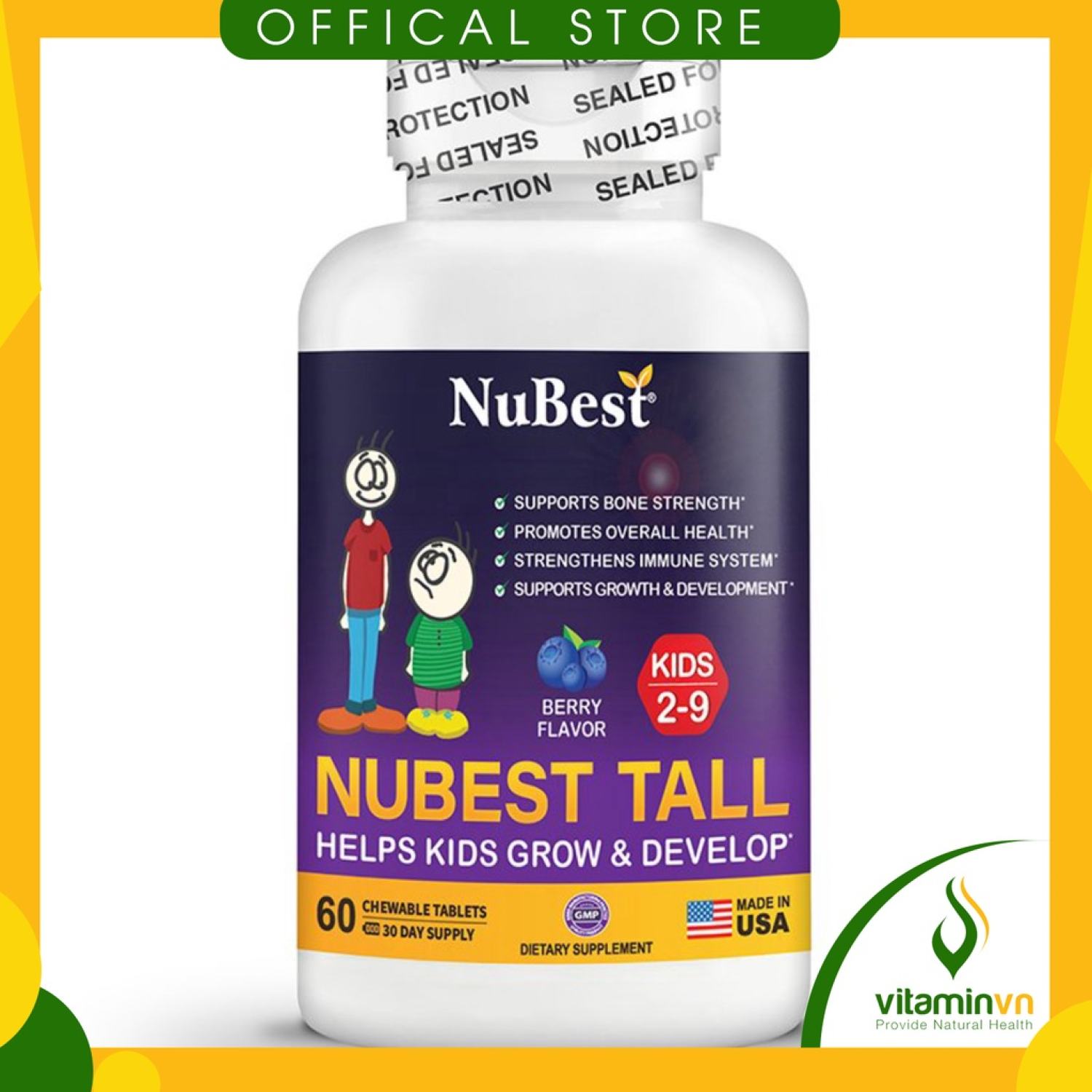 ✅[ CHÍNH HÃNG ] Thực Phẩm Bảo Vệ Sức Khoẻ Hỗ Trợ Tăng Chiều Cao Của Mỹ NuBest Tall dành cho bé từ 2-9 tuổi🍁 giá rẻ