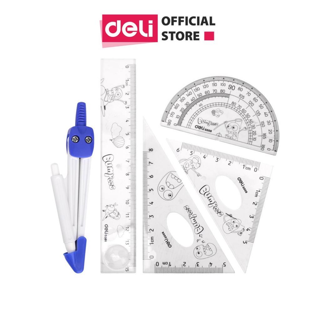 Sale bộ dụng cụ đo deli, trong suốt gồm 5 dụng cụ/hộp - e9598