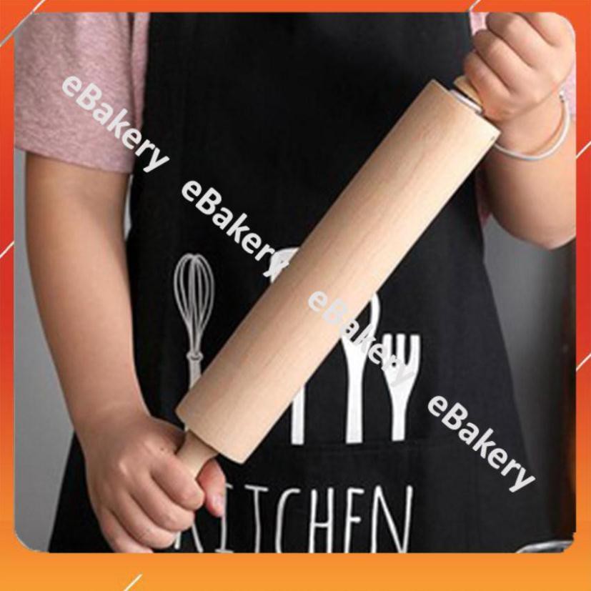 Cán lăn bột gỗ cao cấp có trục xoay 38cm - 42cm - eBakery