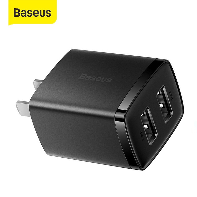 Củ sạc Baseus Compact sạc nhanh 2.1A/10.5W chân tròn trang bị 2 cổng USB ( Trắng )