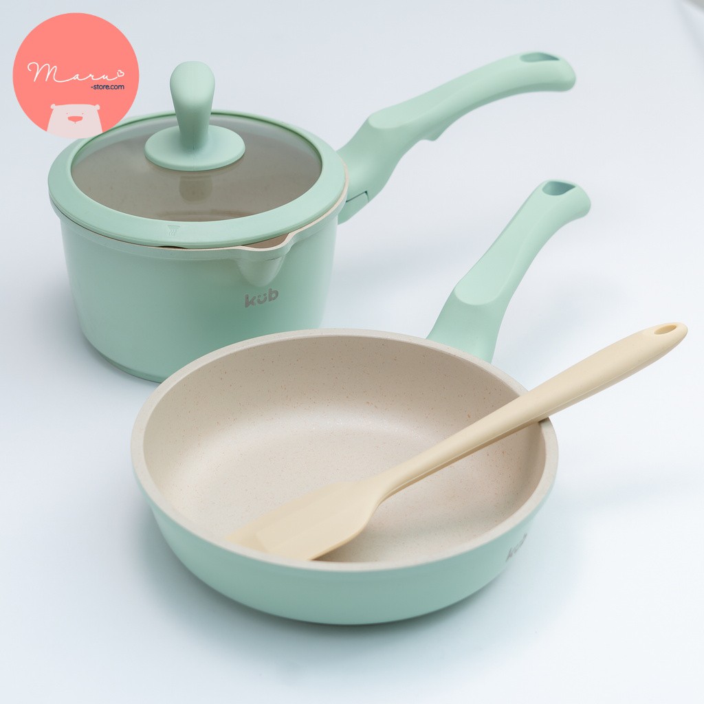[Tặng nước rửa đa năng KUB] Bộ nồi & chảo vân đá maifan chống dính KUB (kèm xửng hấp)
