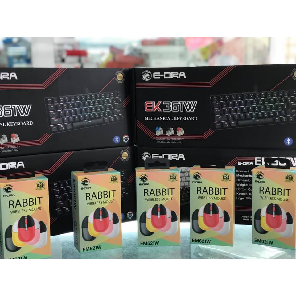 Chuột Bluetooth/ Wireless E-Dra EM621W Rabbit Pin Sạc - Hàng  BH 2 Năm