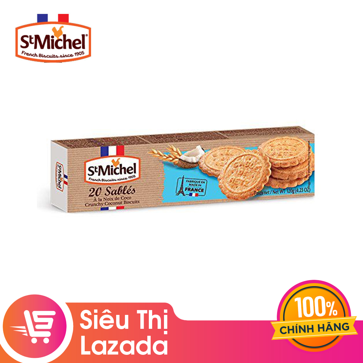 Bánh qui bơ Sablés dừa 120G hiệu St Michel