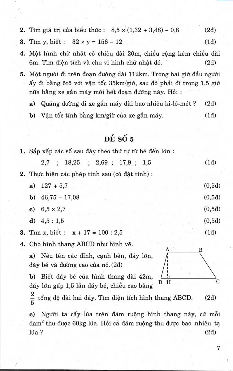 75 Bài Kiểm Tra Toán Lớp 5