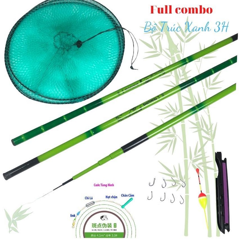 Cần Câu Tay trúc xanh 3H nhấc tĩnh 2kg tải cá 4 -5 kg BCC06 - Sanami Fishing