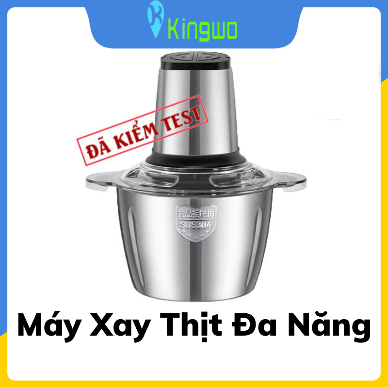Máy xay thịt đa năng công suất lớn 250w, cối xay thịt làm bằng Inox 304 dung tích 2L và 4 Lưỡi dao bằng thép xay tỏi ớt rau của quả dễ dàng
