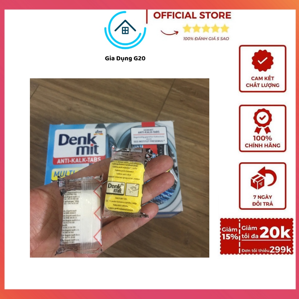 Set 2 viên tẩy lồng máy giặt denkmit - 1 lần tẩy