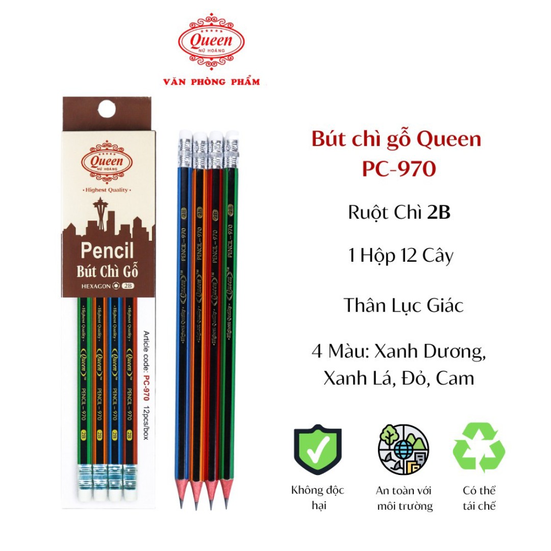 Combo 2 bút Chì 2B PC-980/ PC-991 Queen