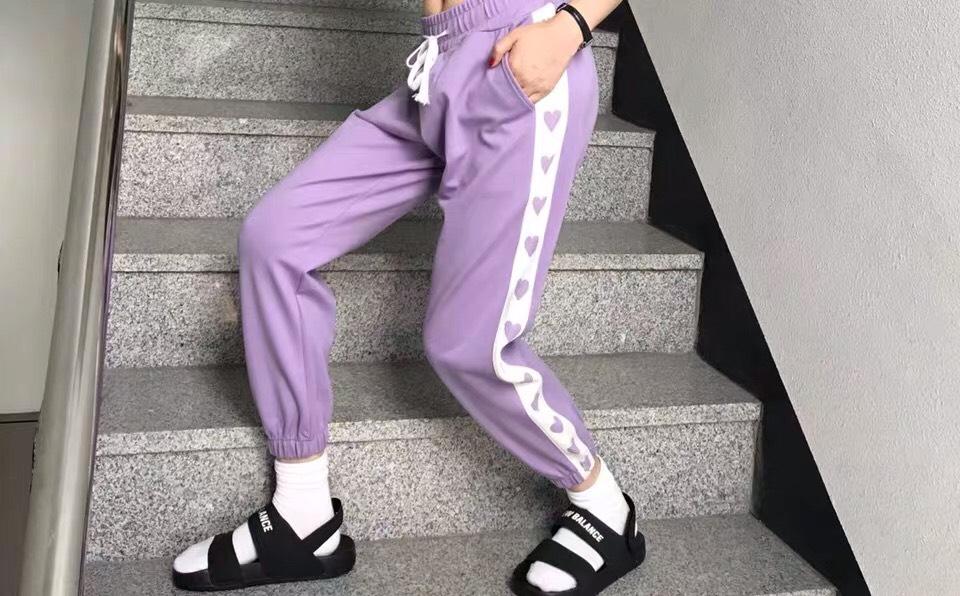 [HCM]Quần Nỉ Jogger Nữ Phối Tim