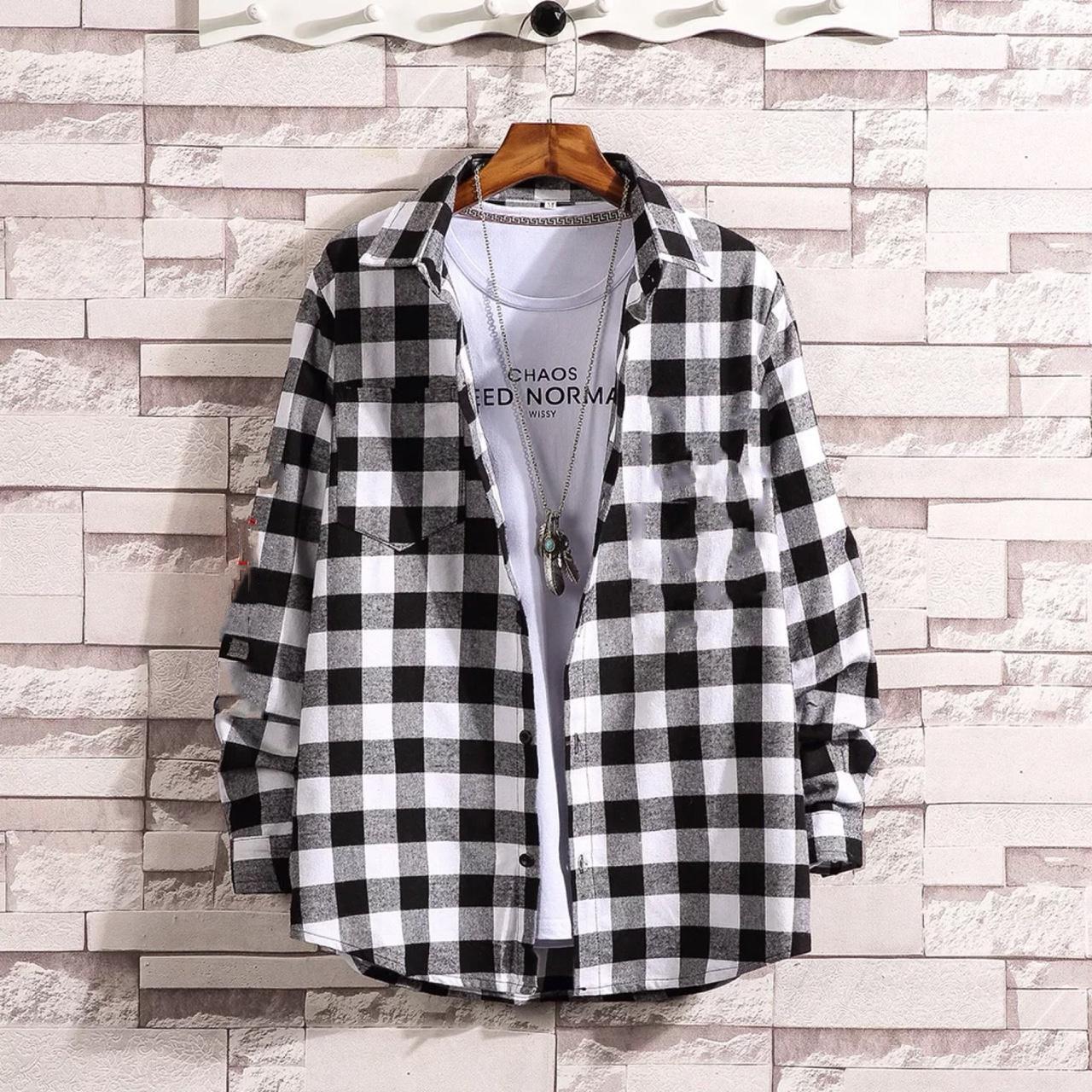 [HCM]Áo sơ mi nam kẻ caro phối màu thời trang ( kẻ vừa )