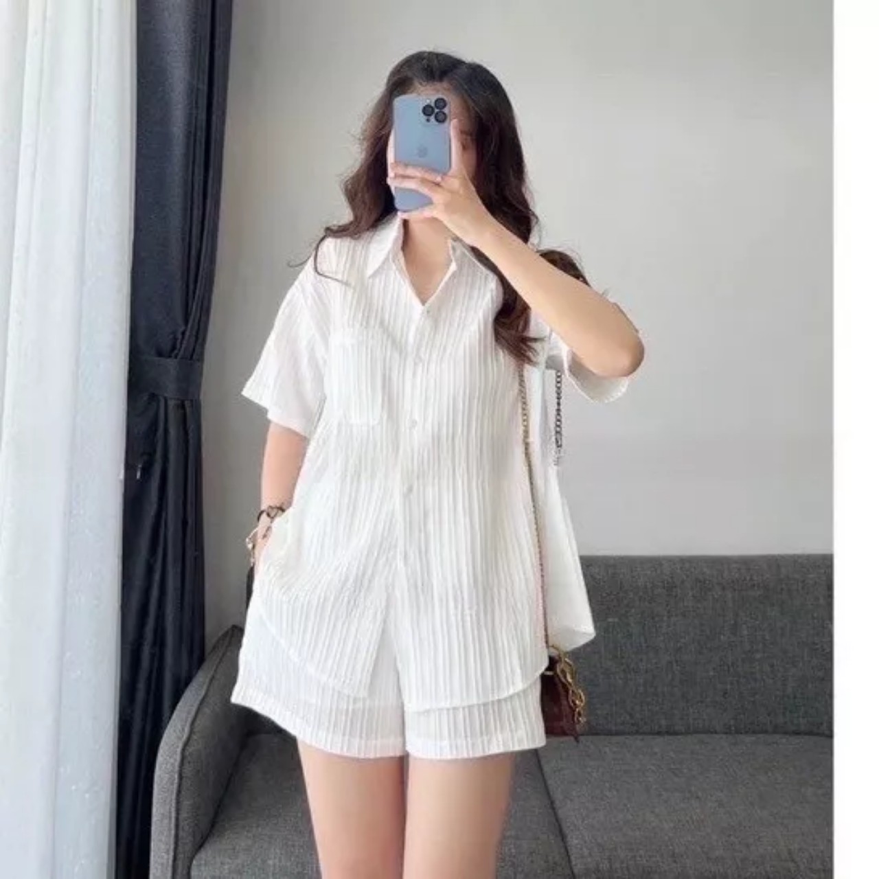 Set Quần Đùi Vải Đũi Mát Lạnh