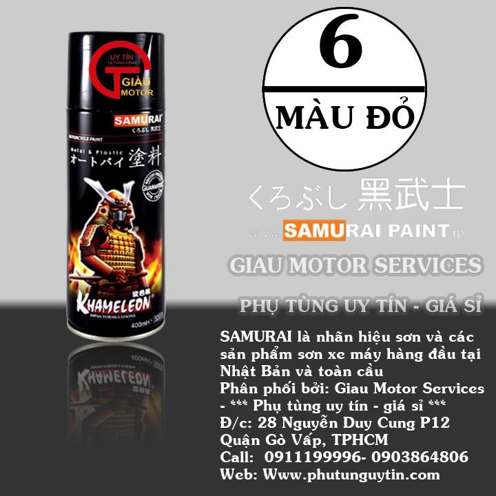 Chai sơn xịt sơn xe máy Samurai 6 màu đỏ Red