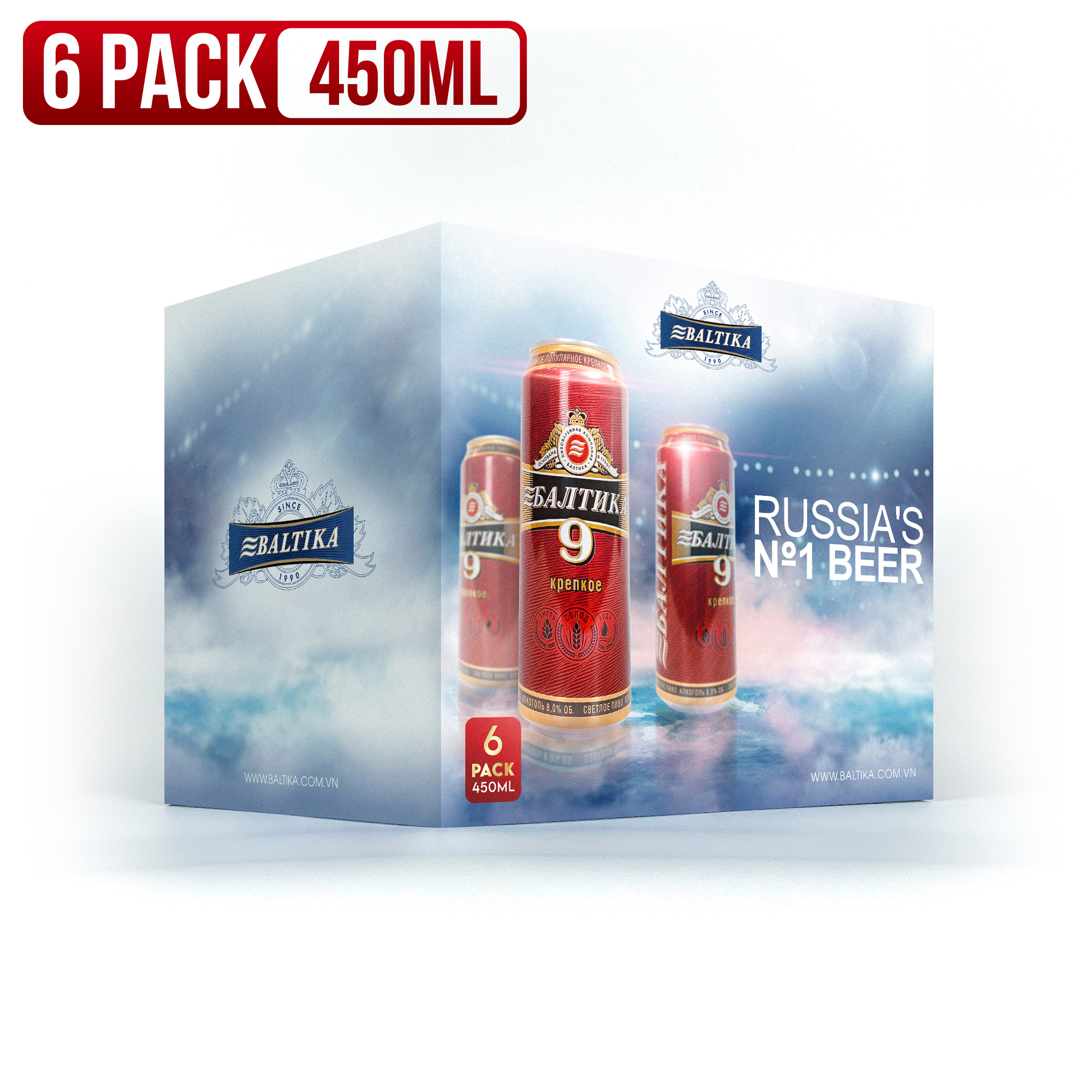 Bia Baltika số 9 - 450ml/lon, lốc 6 lon