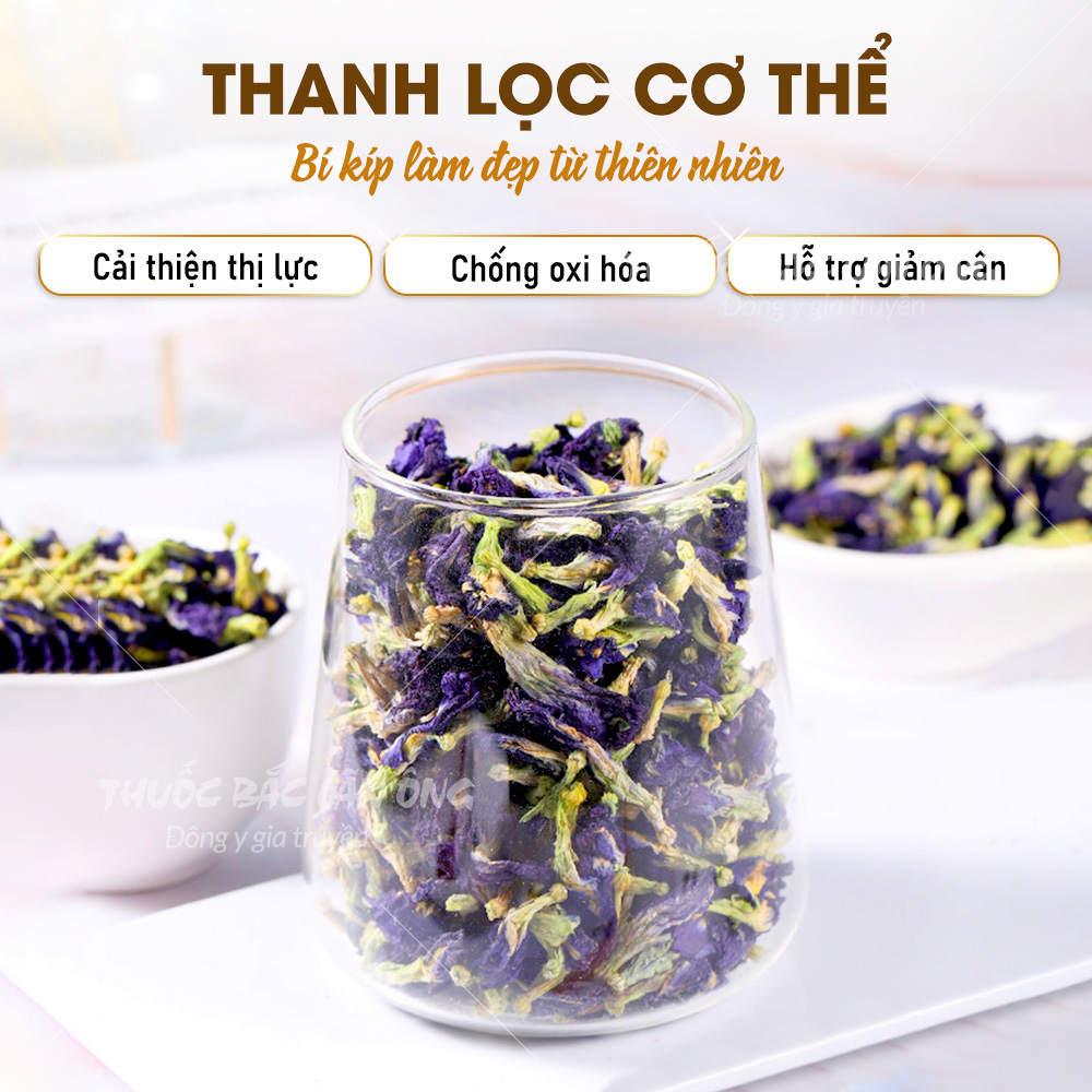 Hoa đậu biếc sấy lạnh 200g, trà hoa đậu biếc, pha trà, nấu chè, nấu xôi, làm bánh, thạch