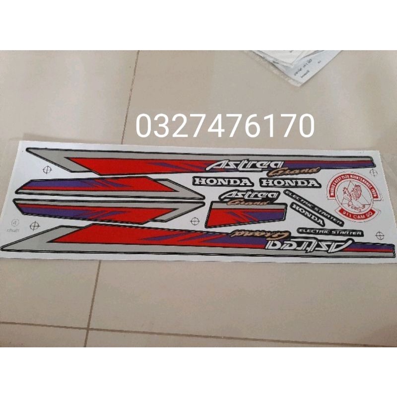 Bộ tem dán xe Dream lùn ASTREA màu đỏ