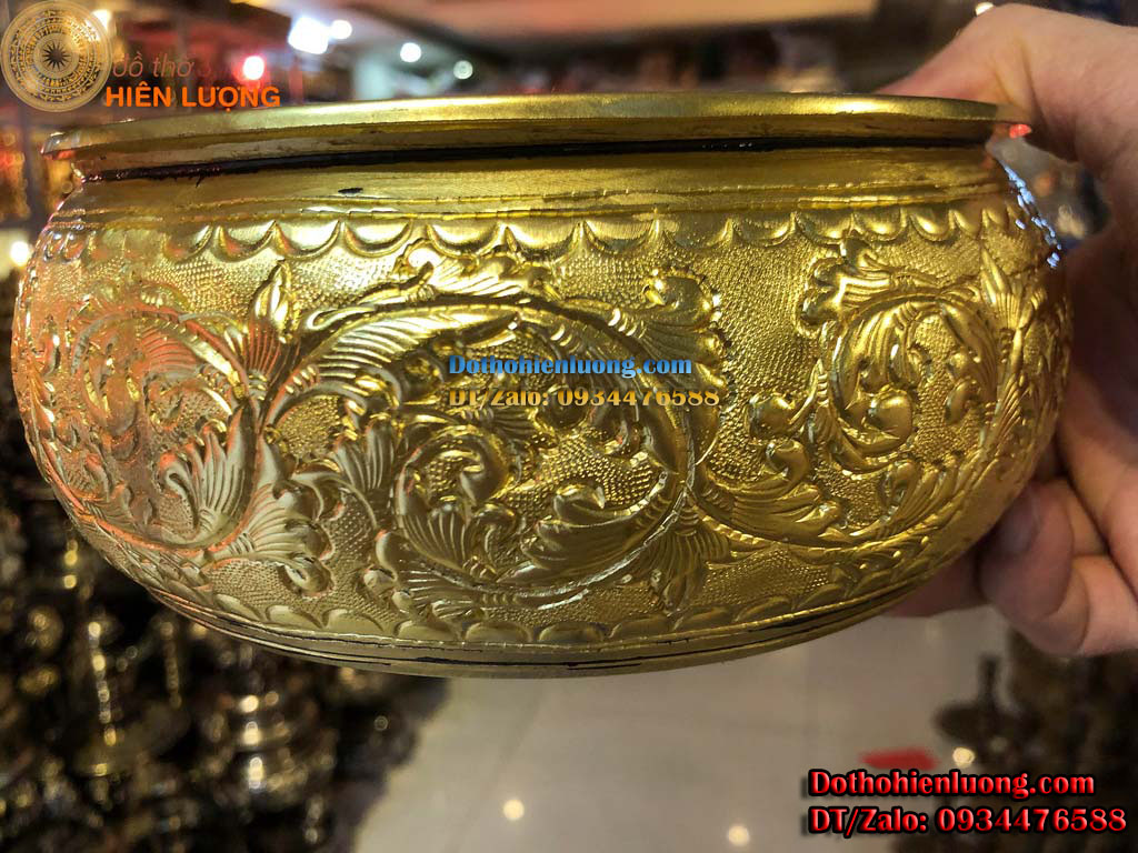 Cơi Đựng Trầu Cau Bằng Đồng Thau Hoa Văn Rồng Phượng Đẹp Tinh Xảo