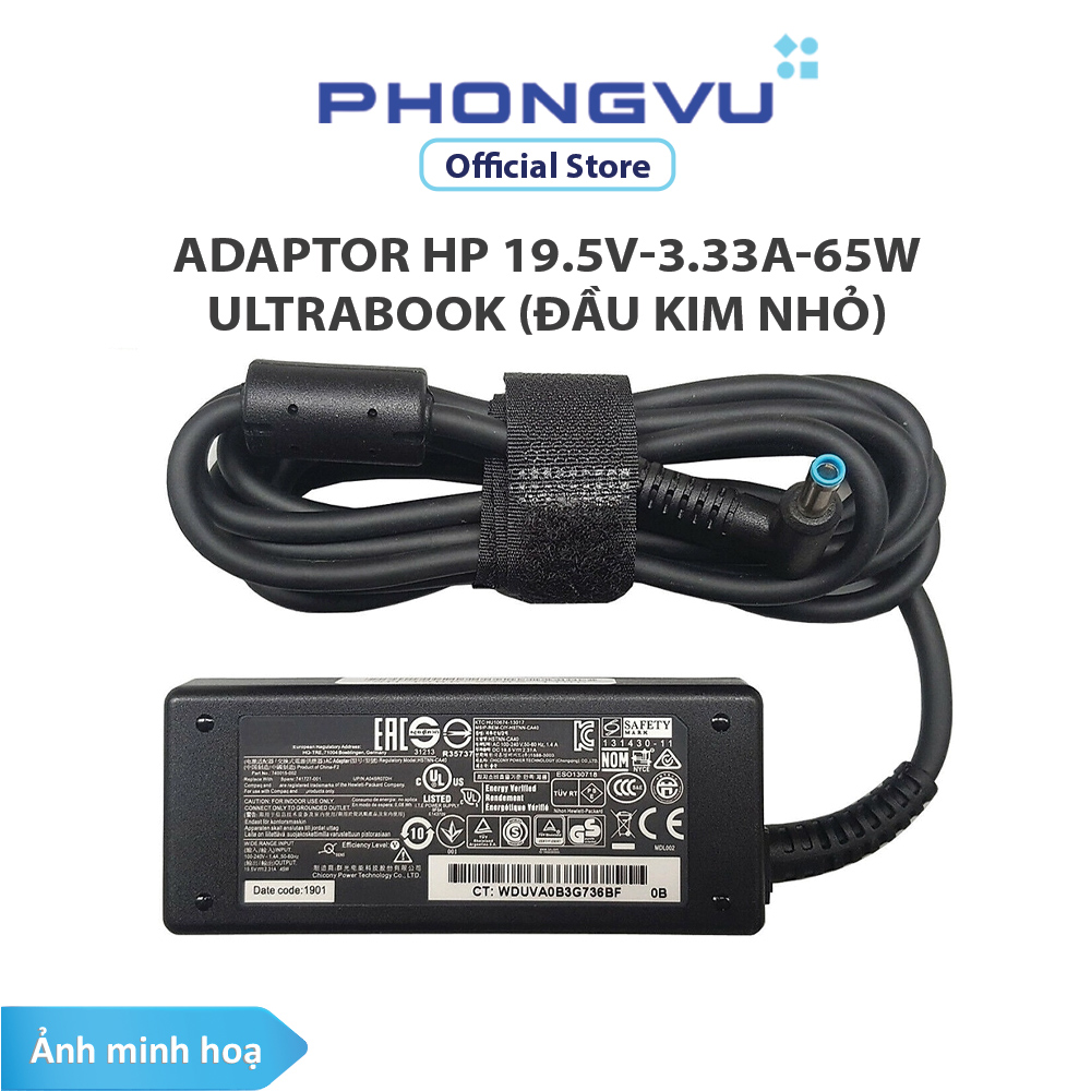 Bộ cấp nguồn/ adaptor hp 19.5v-3.33a-65w ultrabook zin - bảo hành 12 tháng