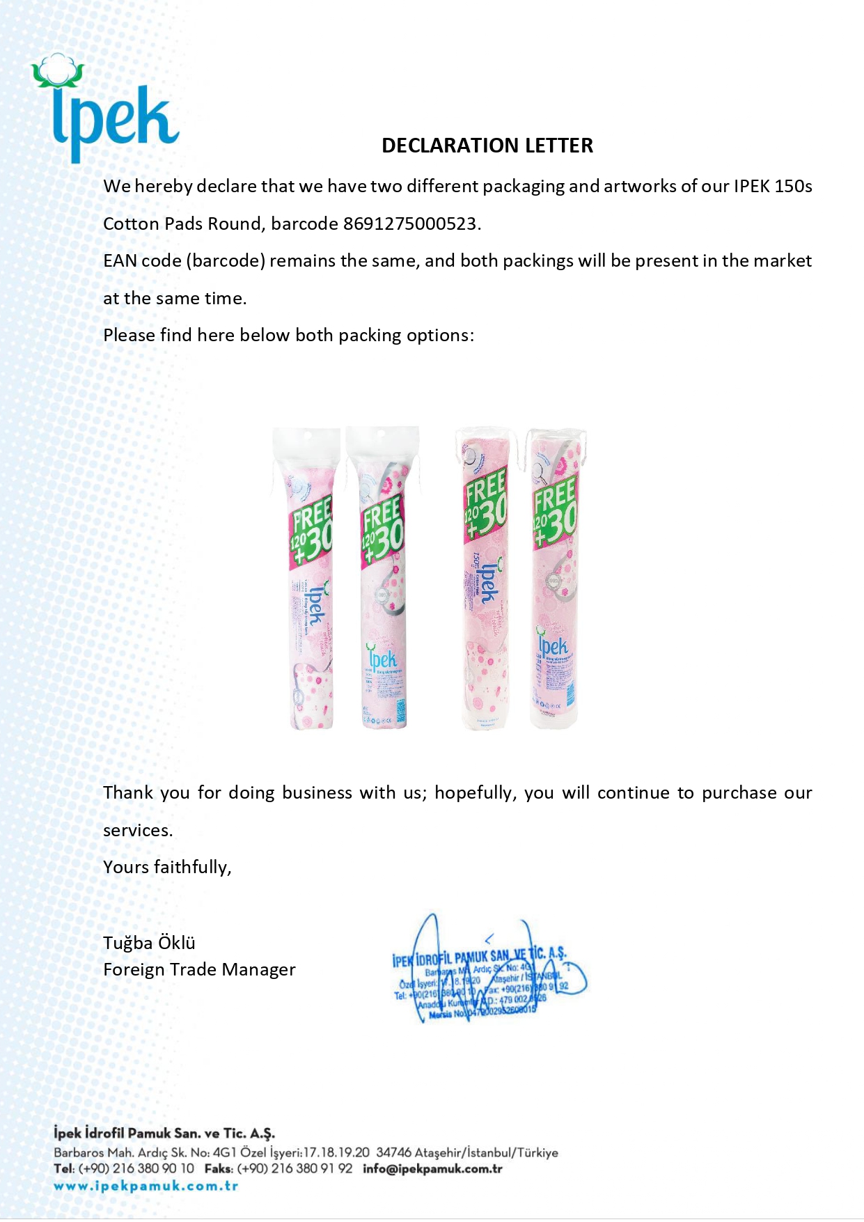 Combo 4 gói bông tẩy trang Ipek 150 miếng ( 120 + 30 miếng)