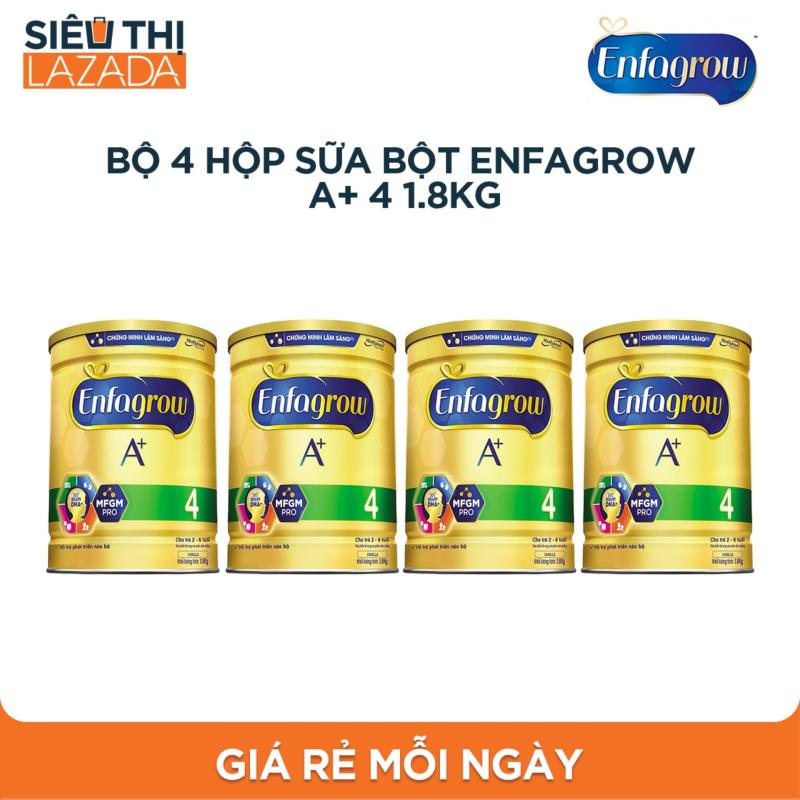 [Siêu thị Lazada] - Bộ 4 Hộp Sữa bột Enfagrow A+ 4 1.8kg