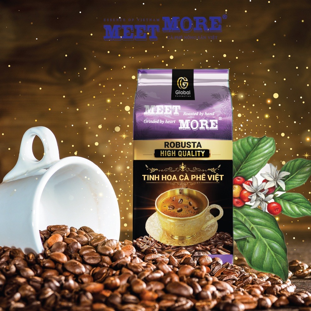 Bịch cà phê rang xay Robusta chất lượng cao Meet More 500g