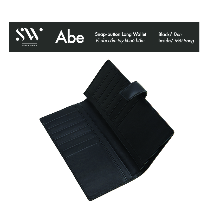 Ví dài Sincewhen ABE nắp gập khoá bấm (Snap-button Long Wallet)