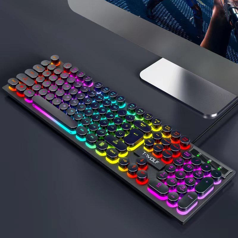 Bàn phím Giả Cơ T-WOLF T80 Phím tròn Usb Led