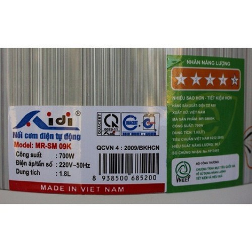 Nồi cơm điện Aidi 1.8L MR-SM 09K