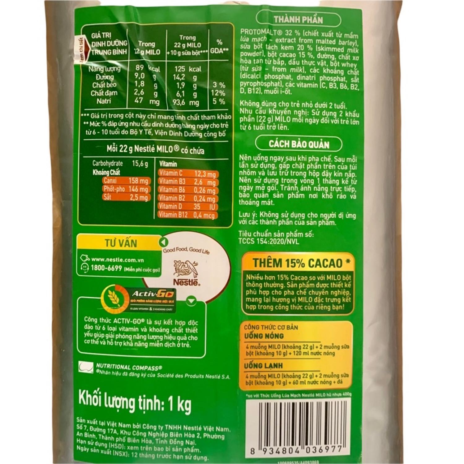 Bột Milô Nestle Gói 1 Kg