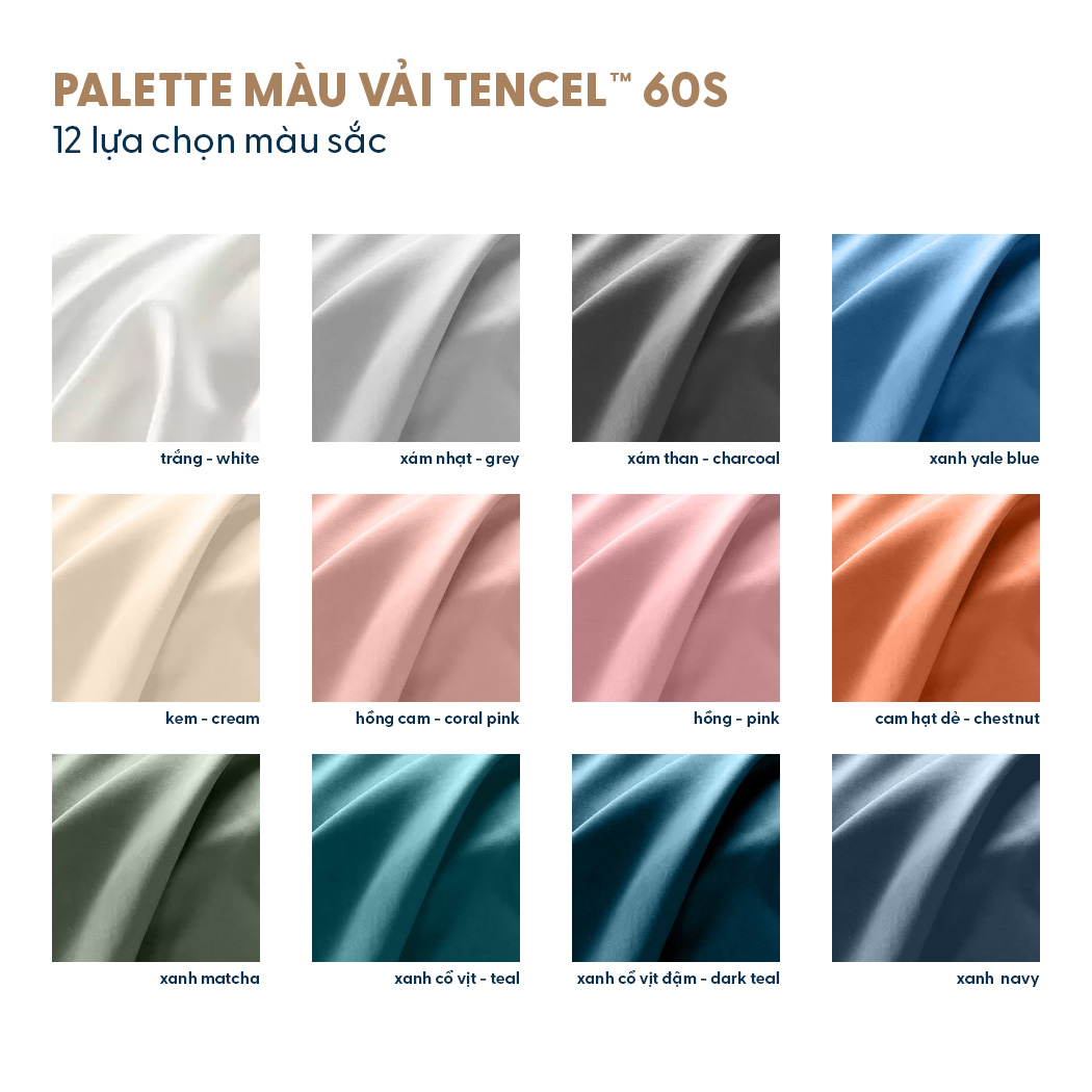 Vỏ Gối Lụa Tencel 60s Melinen (nhiều màu và kích thước)