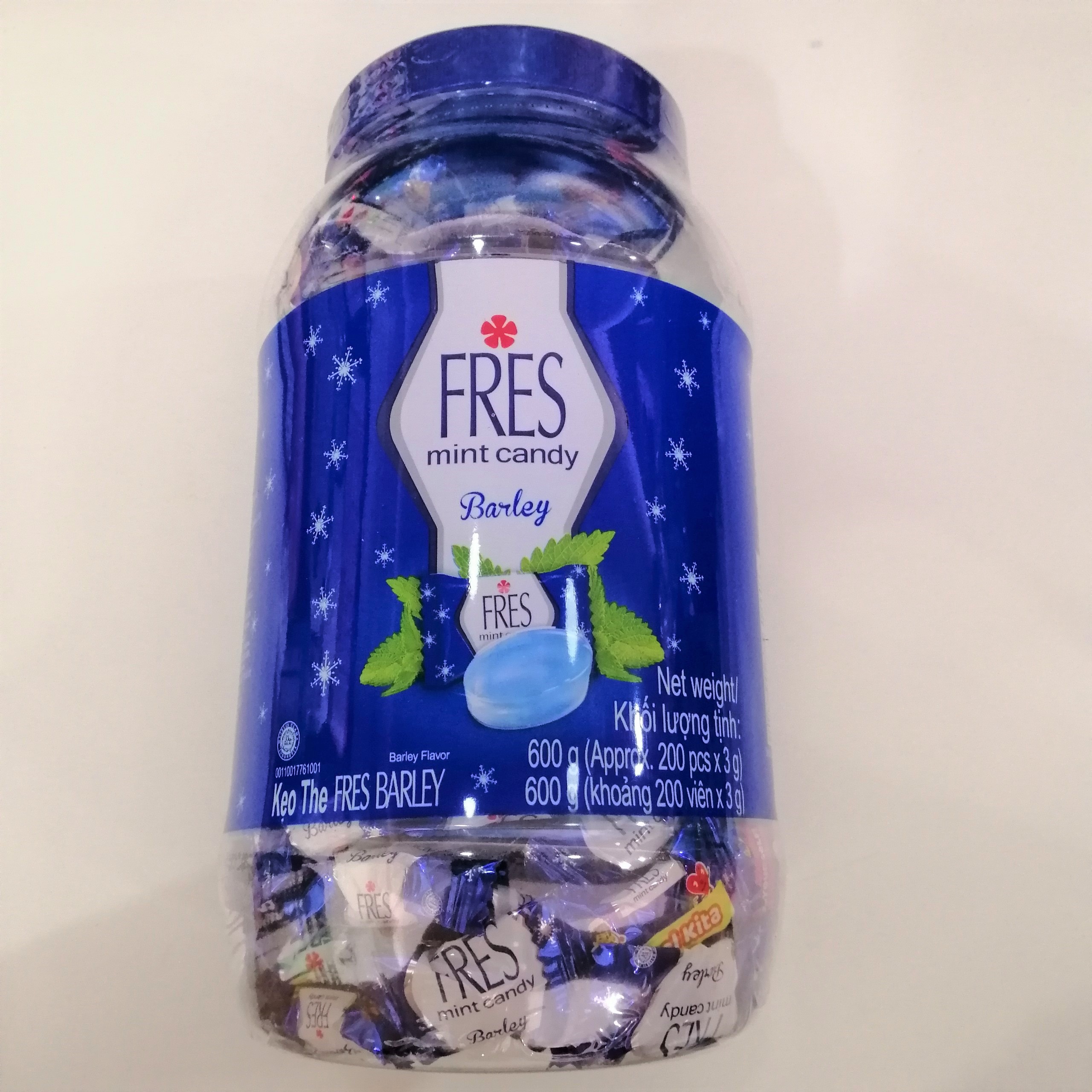 Kẹo The Bạc Hà Lúa Mạch Fres Barley Mint Candy (Hủ 600g)