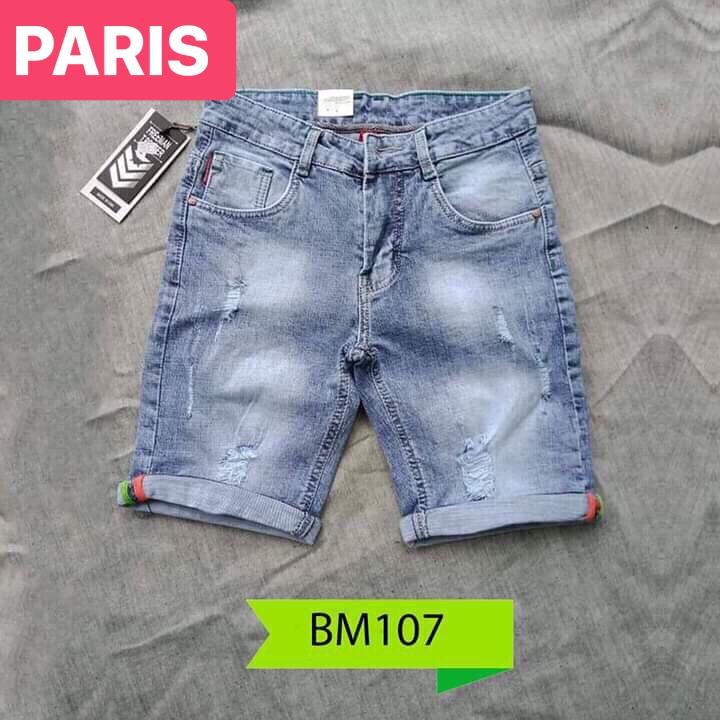 QUẦN SỌT SHORT LỬNG JEAN NAM CHẤT BÒ XANH XƯỚC NHẸ KIỂU PHÁP PR-107 CAO CẤP - PARIS FASHION