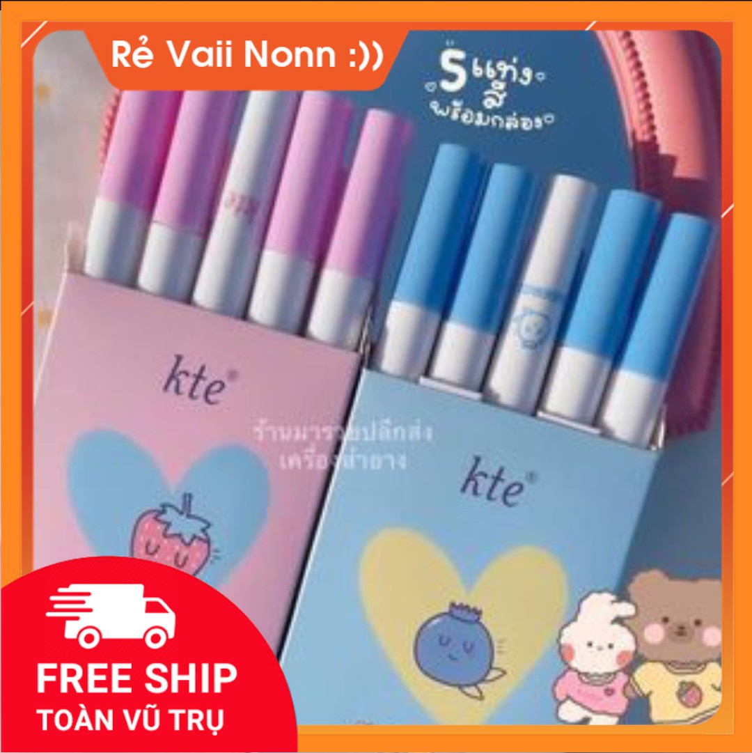 Set 5 thỏi son kem lì kte fluffy matte lip glaze tone màu siêu hot , siêu sang chảnh